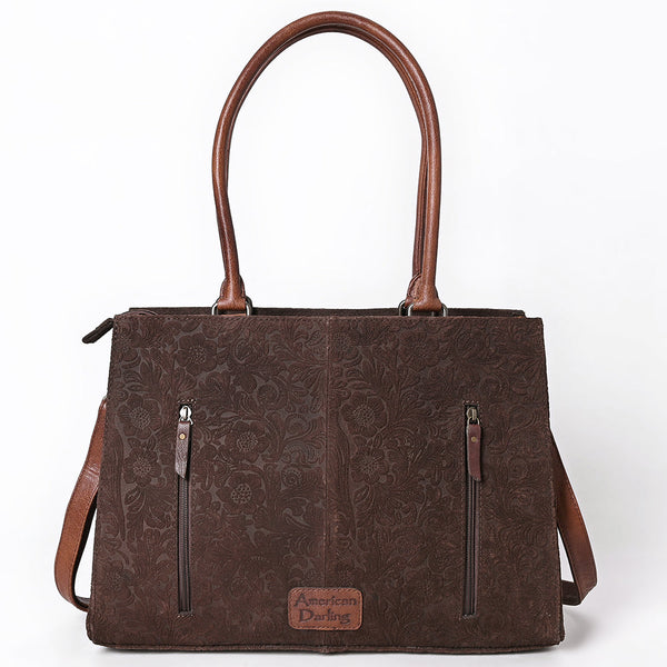 ADBG1644 American Darling Western Leather Damascus Tote Bag with Genuine Leather Handles and Spacious Interior