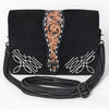ADBG1646A American Darling Black Western Genuine Suede Leather Cross Body Bag Hand-Tooled with Adjustable Strap