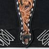 ADBG1646A American Darling Black Western Genuine Suede Leather Cross Body Bag Hand-Tooled with Adjustable Strap