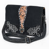ADBG1646A American Darling Black Western Genuine Suede Leather Cross Body Bag Hand-Tooled with Adjustable Strap