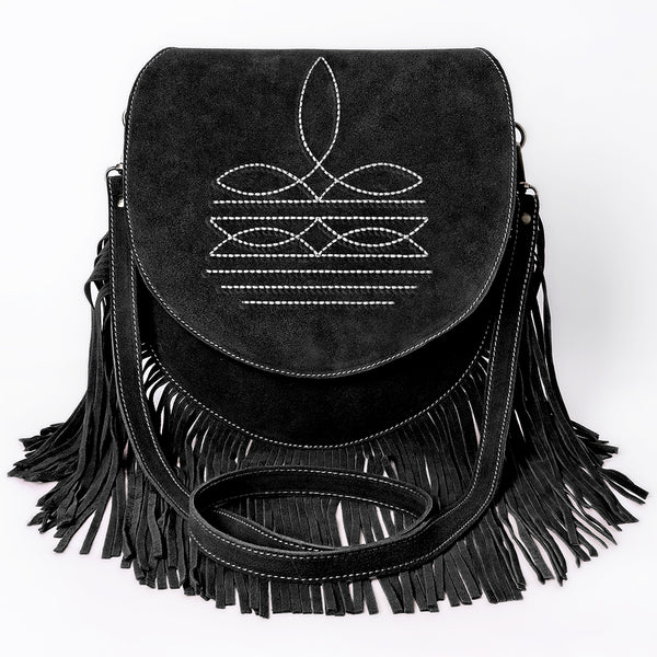 ADBGA713 American Darling Western Boot Stitched Genuine Suede Leather Fringe Messenger Bag