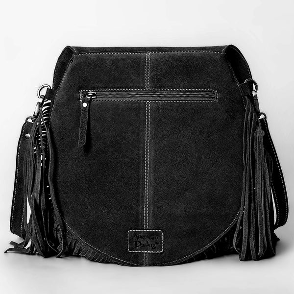 ADBGA713 American Darling Western Boot Stitched Genuine Suede Leather Fringe Messenger Bag