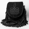 ADBGA713 American Darling Western Boot Stitched Genuine Suede Leather Fringe Messenger Bag