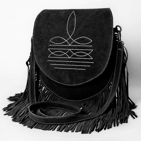 ADBGA713 American Darling Western Boot Stitched Genuine Suede Leather Fringe Messenger Bag