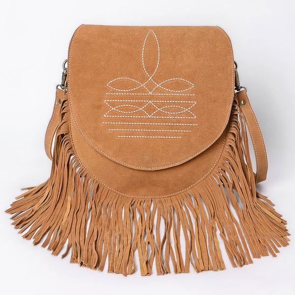 ADBGA713 American Darling Western Boot Stitched Genuine Suede Leather Fringe Messenger Bag