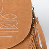 ADBGA713 American Darling Western Boot Stitched Genuine Suede Leather Fringe Messenger Bag