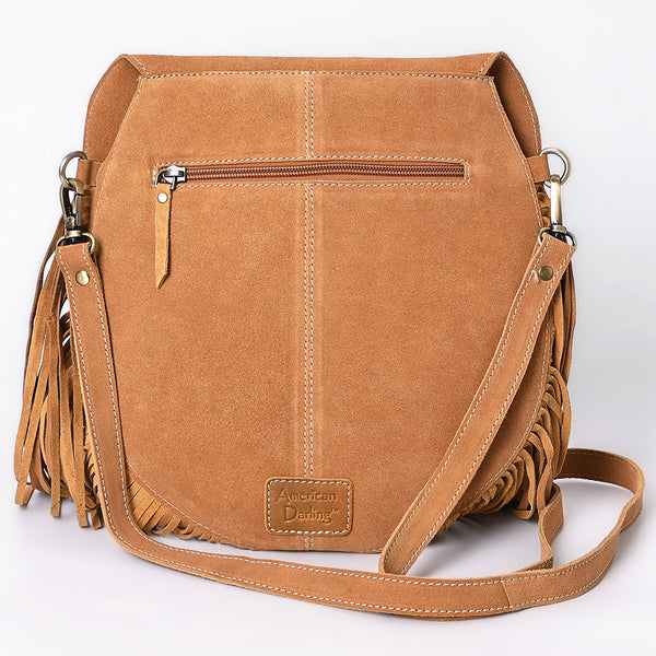 ADBGA713 American Darling Western Boot Stitched Genuine Suede Leather Fringe Messenger Bag