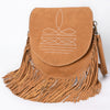 ADBGA713 American Darling Western Boot Stitched Genuine Suede Leather Fringe Messenger Bag