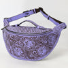 ADBGZ829 Hand-Tooled Leather Western Belt Bag - Floral Fanny Pack with Adjustable Strap