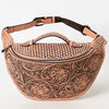 ADBGZ829 Hand-Tooled Leather Western Belt Bag - Floral Fanny Pack with Adjustable Strap
