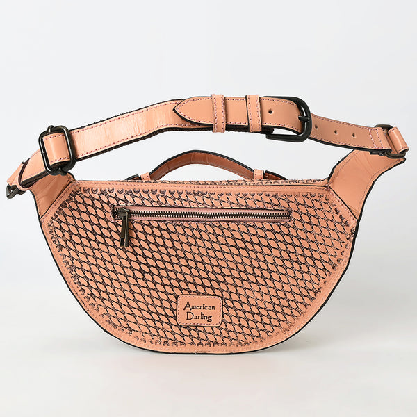 ADBGZ829 Hand-Tooled Leather Western Belt Bag - Floral Fanny Pack with Adjustable Strap
