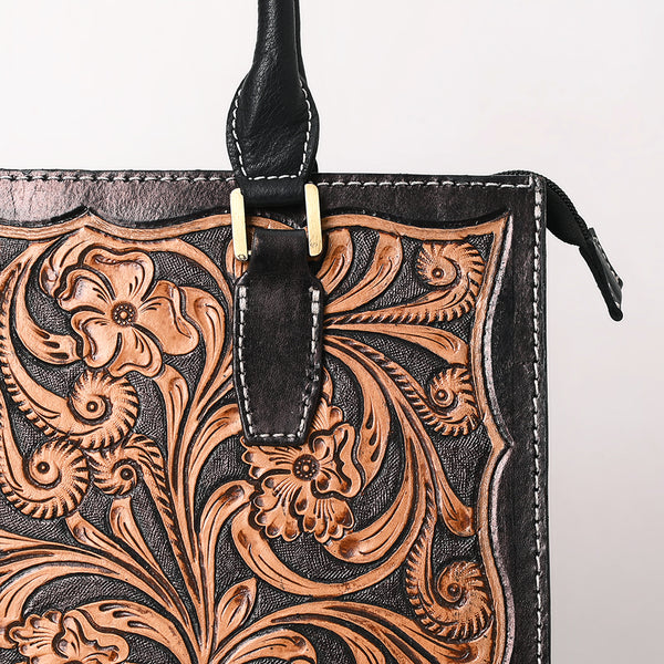 ADBGA642 American Darling Hand Tooled Genuine Leather Tote Bag Floral Carved