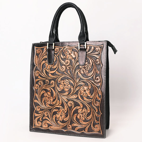 ADBGA642 American Darling Hand Tooled Genuine Leather Tote Bag Floral Carved