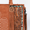ADBG1649 American Darling Western Genuine Suede Leather Tote Bag with Tooled Accents & Fringes Genuine Handcrafted Design