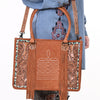 ADBG1649 American Darling Western Genuine Suede Leather Tote Bag with Tooled Accents & Fringes Genuine Handcrafted Design