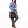 ADBG1649B American Darling Black Western Genuine Suede Leather Tote Bag with Tooled Accents & Fringe Handcrafted Design