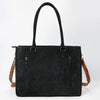 ADBG1649B American Darling Black Western Genuine Suede Leather Tote Bag with Tooled Accents & Fringe Handcrafted Design