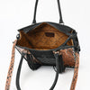 ADBG1649B American Darling Black Western Genuine Suede Leather Tote Bag with Tooled Accents & Fringe Handcrafted Design