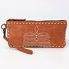 ADBG1652 American Darling Western Genuine Suede Leather Wristlet Bag with Buck Stitching Handcrafted Genuine Design