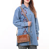 ADBG1653 American Darling Western Genuine Suede Leather Organiser Bag with Tooled Details Handcrafted Genuine Design