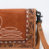 ADBG1653 American Darling Western Genuine Suede Leather Organiser Bag with Tooled Details Handcrafted Genuine Design