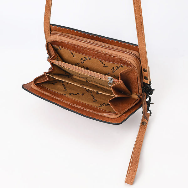 ADBG1653 American Darling Western Genuine Suede Leather Organiser Bag with Tooled Details Handcrafted Genuine Design