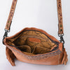 ADBG1654 American Darling Western Leather Large Crossbody Bag with Fringe & Tooled Accents Handcrafted Design