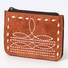 ADBG1655 American Darling Western Genuine Suede Leather Card Holder with Buck Stitching Handcrafted Compact Design