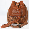 ADBG1656 American Darling Western Genuine Suede Leather Bucket Bag with Tooled Accents & Tassels Handcrafted Design
