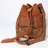 ADBG1656 American Darling Western Genuine Suede Leather Bucket Bag with Tooled Accents & Tassels Handcrafted Design