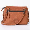 ADBG1657 American Darling Western Genuine Suede Leather Crossbody Bag with Fringe & Tooled Accents Handcrafted Design