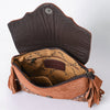 ADBG1657 American Darling Western Genuine Suede Leather Crossbody Bag with Fringe & Tooled Accents Handcrafted Design