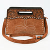 ADBG1658 American Darling Western Genuine Suede Leather Clutch Bag with Hand-Tooled Handle & Buck-Stitched Detailing
