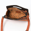ADBG1658 American Darling Western Genuine Suede Leather Clutch Bag with Hand-Tooled Handle & Buck-Stitched Detailing