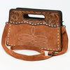 ADBG1658 American Darling Western Genuine Suede Leather Clutch Bag with Hand-Tooled Handle & Buck-Stitched Detailing