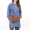 ADBG1660 American Darling Handcrafted Western Leather Fanny Pack with Buck-Stitched Genuine Suede & Tooled Accents