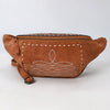ADBG1660 American Darling Handcrafted Western Leather Fanny Pack with Buck-Stitched Genuine Suede & Tooled Accents