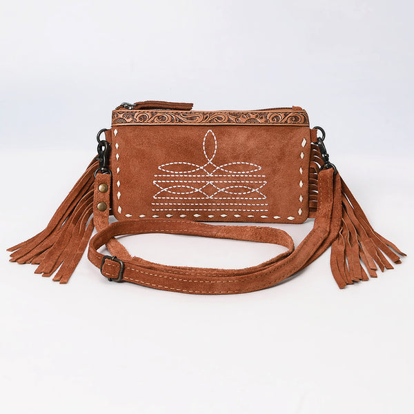 ADBG1662 American Darling Western Genuine Suede Leather Small Cross Body Bag with & Hand-Tooled Accents