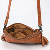 ADBG1662 American Darling Western Genuine Suede Leather Small Cross Body Bag with & Hand-Tooled Accents