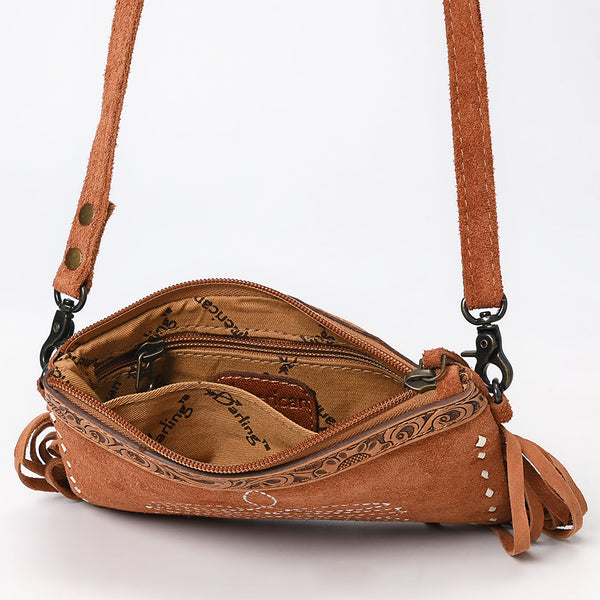 ADBG1662 American Darling Western Genuine Suede Leather Small Cross Body Bag with & Hand-Tooled Accents