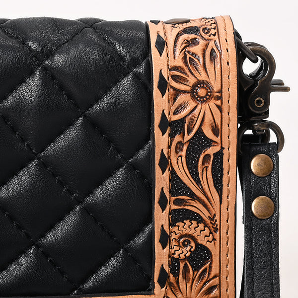 ADBG1667 American Darling Handcrafted Western Leather Organiser Bag Floral Tooled Panel