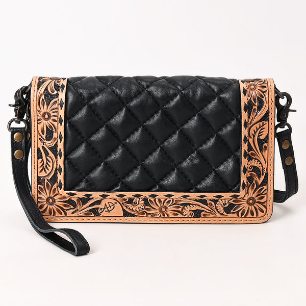 ADBG1667 American Darling Handcrafted Western Leather Organiser Bag Floral Tooled Panel