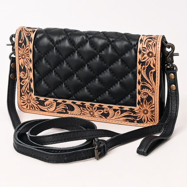 ADBG1667 American Darling Handcrafted Western Leather Organiser Bag Floral Tooled Panel