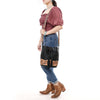 ADBG1670 American Darling Hand-Tooled Floral Western Leather Bucket Bag - Quilted Tassels