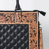 ADBG1671 American Darling Hand-Tooled Floral Western Leather Tote Bag - Quilted Shoulder Purse