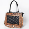 ADBG1671 American Darling Hand-Tooled Floral Western Leather Tote Bag - Quilted Shoulder Purse