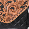 ADBG1672 American Darling Black Western Crossbody Bag - Hand Tooled Floral Flap & Quilted Leather
