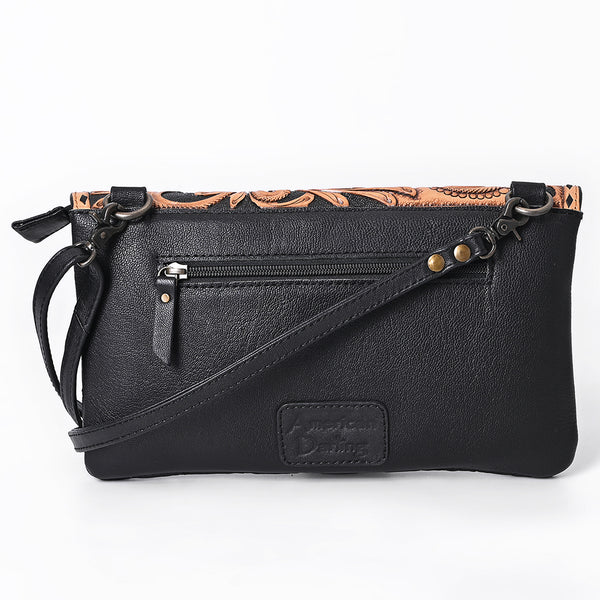 ADBG1672 American Darling Black Western Crossbody Bag - Hand Tooled Floral Flap & Quilted Leather