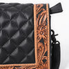 ADBG1673 American Darling Hand-Tooled Floral Black Western Leather Organiser Bag - Quilted Crossbody