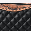ADBG1675 American Darling Black Western Toiletry Bag with Hand Tooled Floral Carving and Quilted Leather